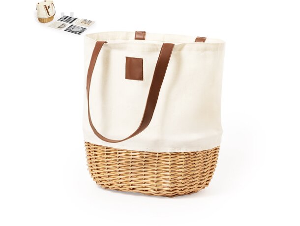 Cesta picnic Laudan mimbre natural con 12 piezas para 2 personas detalle 1