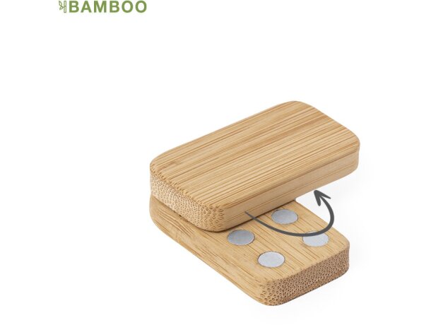 Imán antiestres personalizado dos piezas para juntar y separar de bambú Bover detalle 1