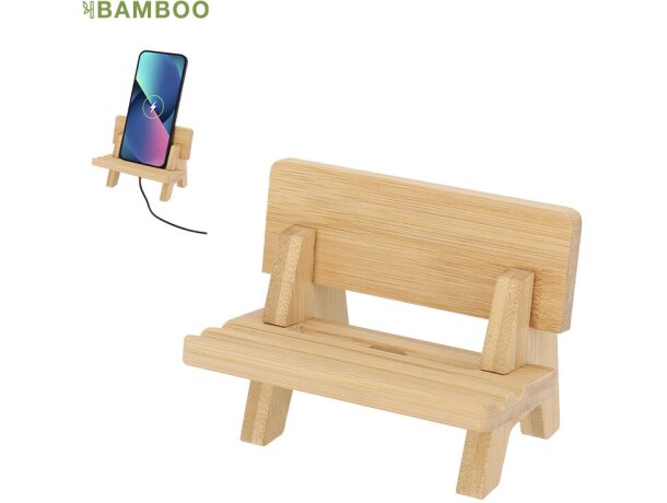 Soporte móvil bambú Hadam con ranura de carga ajustable detalle 1