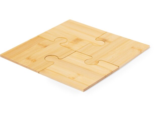 Set posavasos bambú Mizar cuatro piezas diseño modular puzle detalle 2