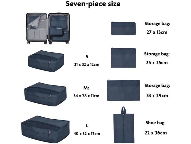 Set organizador Combol de viaje en poliéster 210D marino detalle 4
