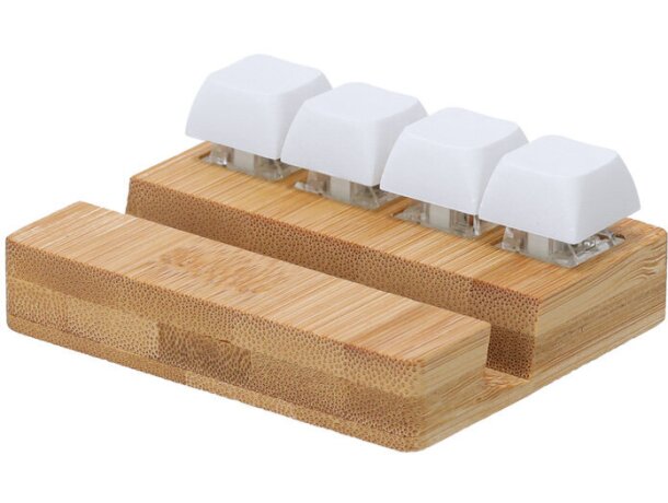 Soporte antiestrés Terap de bambú con teclas mecánicas detalle 2