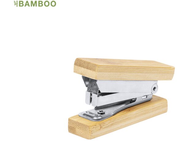 Grapadora Hunzu de bambú natural para oficina sostenible detalle 1