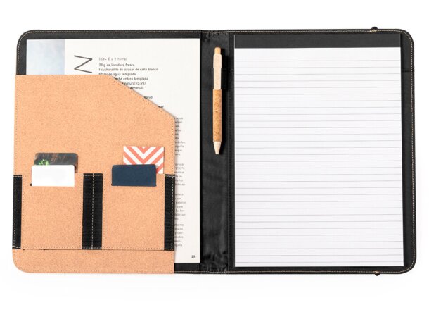 Carpeta de gomas para empresa con bolsillo interior corcho natural Ohara detalle 2