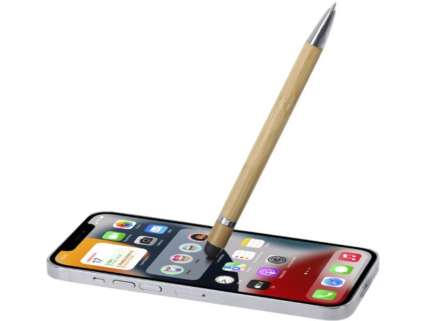 Bolígrafo puntero Rocar de bambú con mecanismo retráctil detalle 3