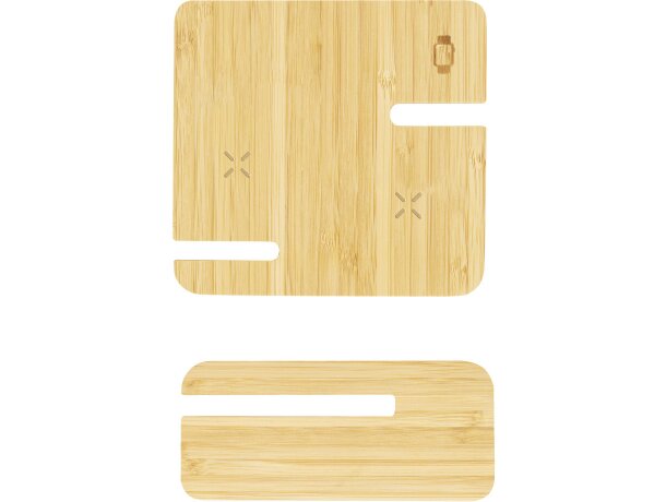 Cargador inalámbrico con logo bambú multicargador Hamsy detalle 5