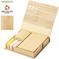 Portanotas Kokil bambú con adhesivos organizados