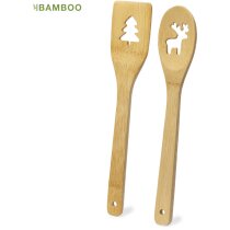 Set de utensilios de cocina navideño personalizado de bambú Hellen