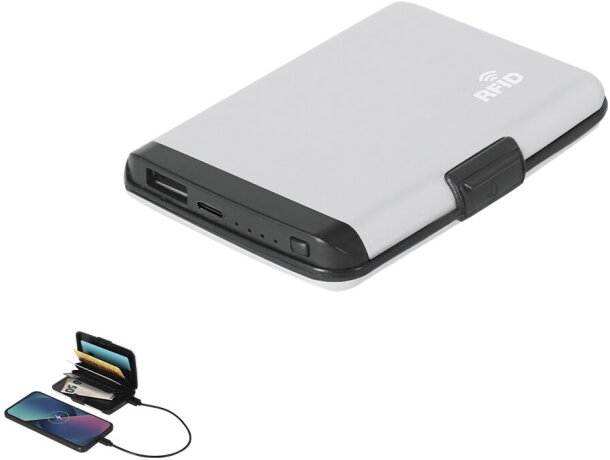 Tarjetero power bank Chefler con protección RFID y batería 2000 detalle 1