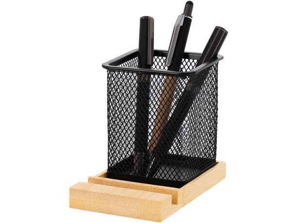 Lapicero soporte smartphone bambú Manish acabado negro detalle 2