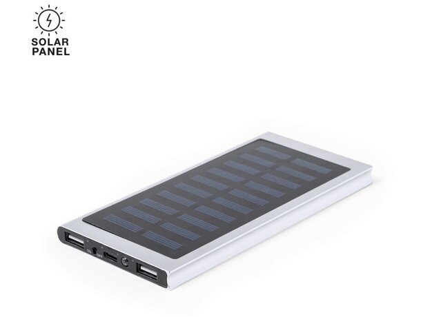 Power bank Bernant aluminio con carga solar 8000 mAh detalle 1