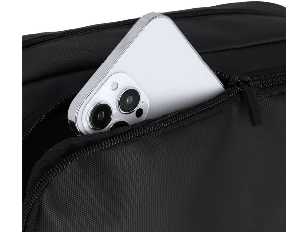 Neceser Besner en PU negro con doble compartimento y asa detalle 3