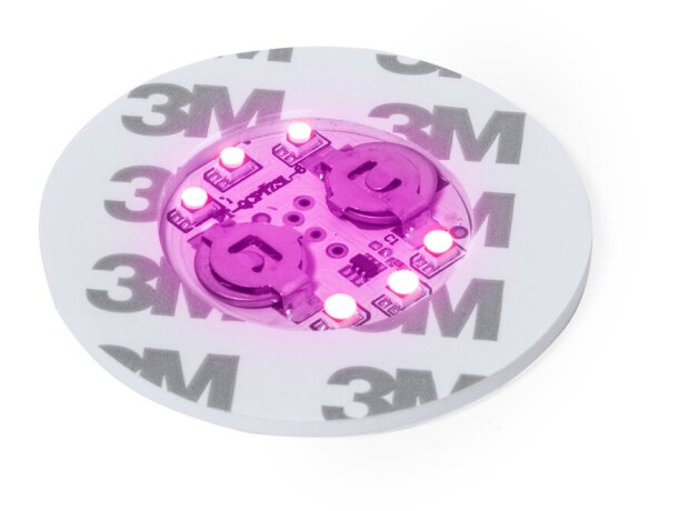 Posavasos luminoso Stanfor con 6 LEDs multicolor autoadhesivo detalle 3