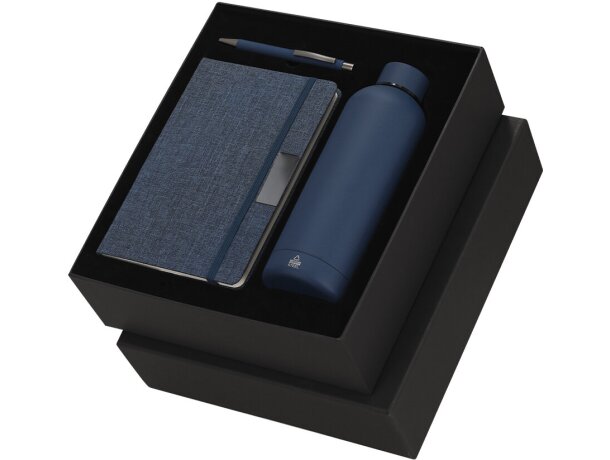 Set Keplix corporativo con bloc RPET, bolígrafo y bidón térmico detalle 1