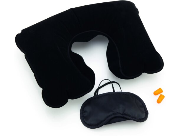 Set de viaje con antifaz, almohadilla y tapones con logo