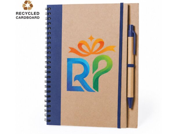 Libreta ecológica personalizada con bolígrafo de cartón reciclado Tunel detalle 2