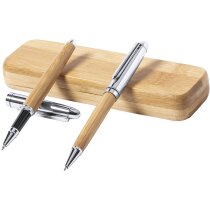 Set Notium bambú con bolígrafo y roller nature