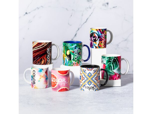 Taza Harnet de cerámica lisa para sublimación interior de color merchandising