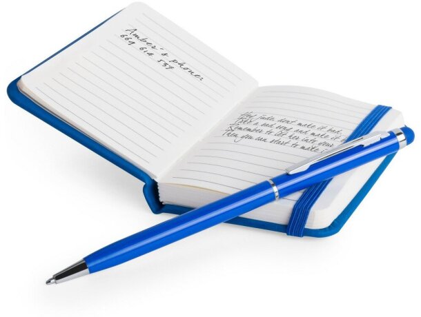 Estuche con bloc y bolígrafo en aluminio personalizado