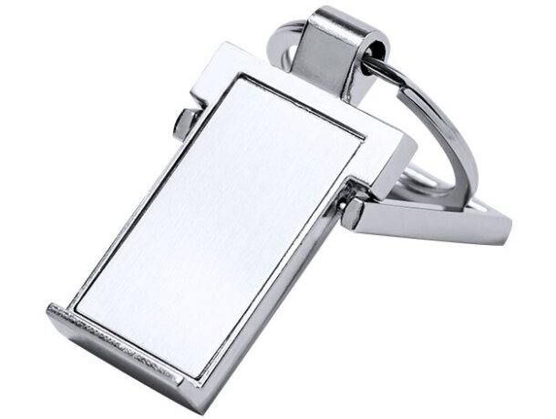 Llavero soporte smartphone Hibayon acabado metálico plateado detalle 3