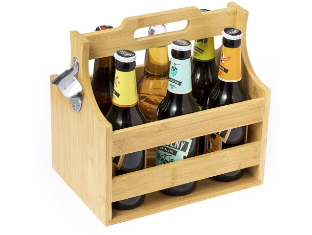 Porta botellas para 6 botellines de bambú Voxen detalle 2