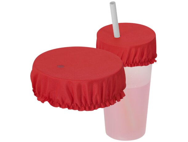 Cubrevasos reutilizable Irwing en poliéster con pajita detalle 1