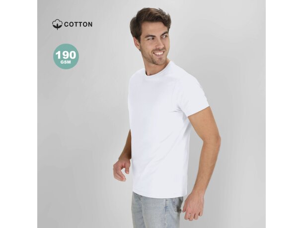 Camiseta adulto blanca Perkins de algodón ring spun detalle 1