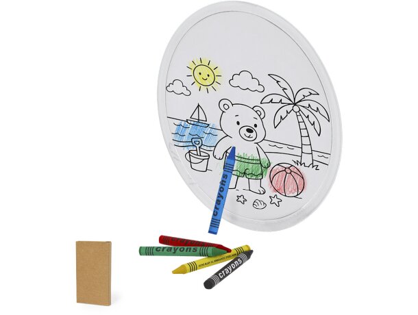 Frisbee Zerbut para colorear con 5 ceras de colores incluidas detalle 1