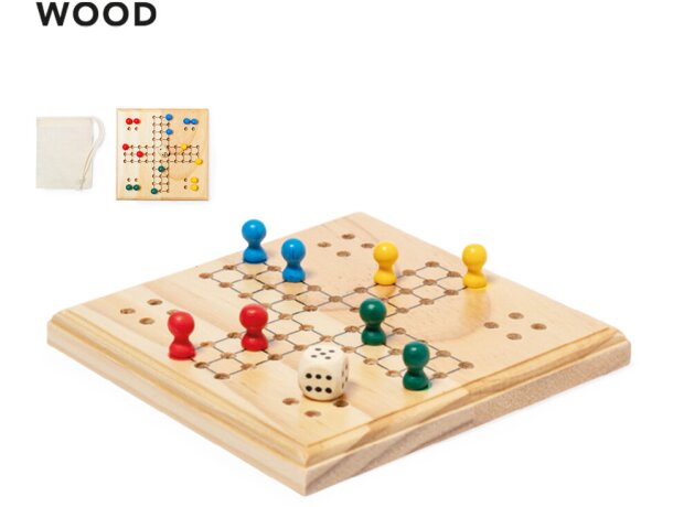 Juego Thumper de parchis en madera para 2 a 4 jugadores con bolsa de algodón detalle 1