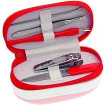 Set de manicura en estuche de polipiel rojo