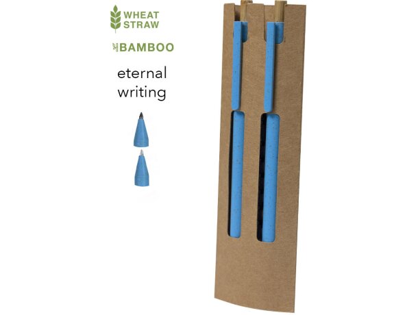 Set Okafor bolígrafo y lápiz eterno de bambú y caña de trigo detalle 1