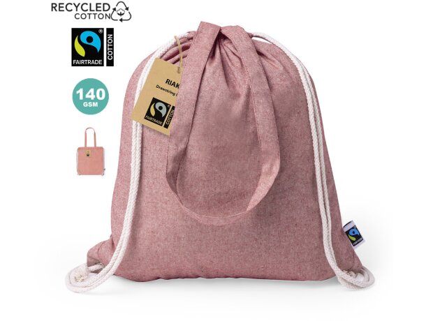 Mochila saco personalizada algodón reciclado 140 g/m2 Riak Fairtrade detalle 1