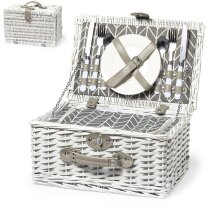 Nevera portátil mimbre blanco set completo