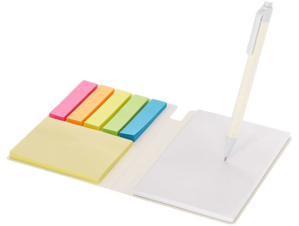 Bloc notas Tamar con cartón de leche reciclado y bolígrafo detalle 3