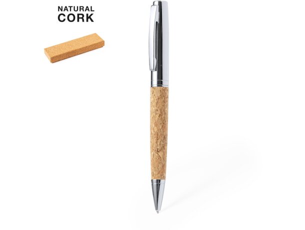 Bolígrafo con estuche resistente de metal tinta azul Fitin detalle 1