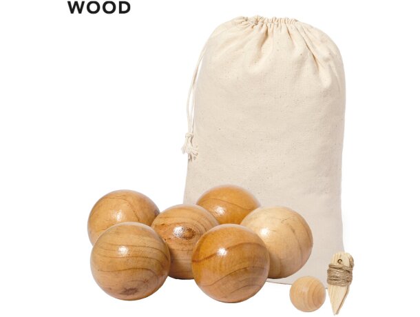Juego de petanca Delero en madera natural con funda detalle 1