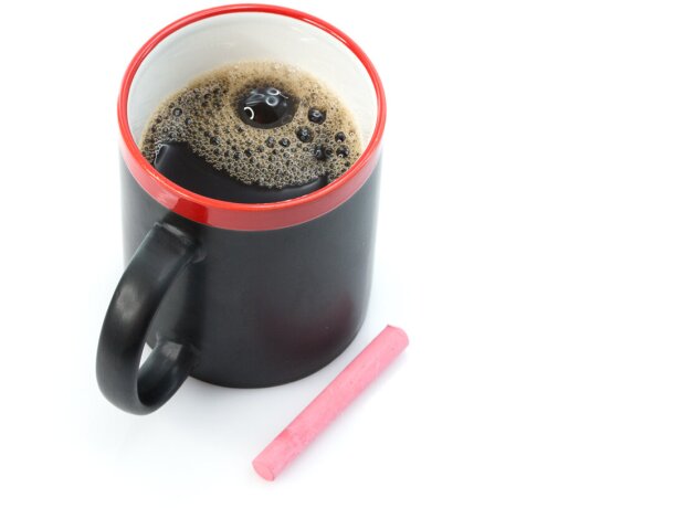 Taza pizarra promocional con tizas de colores personalizada