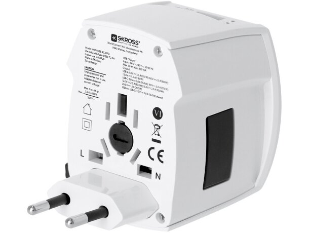 Adaptador viaje universal Skross Muv Usb 30w Pd blanco detalle 5