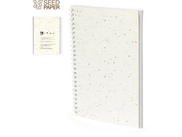 Cuadernos promocionales con semillas bitar papel plantable y tapas blandas detalle 2