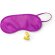 Set con antifaz de microfibra y tapones para oídos personalizada fucsia