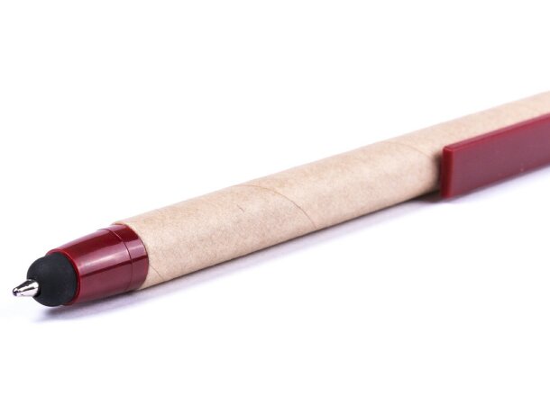 Bolígrafo Than en cartón ecológico con puntero y clip personalizado rojo