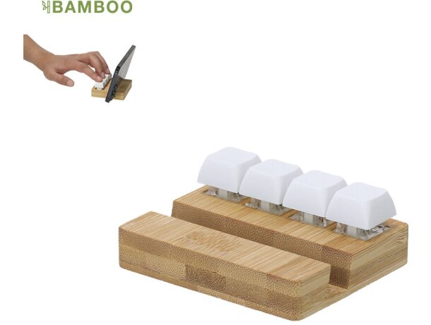 Soporte antiestrés Terap de bambú con teclas mecánicas detalle 1