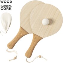 Set palas playa madera corcho pelota ecológica