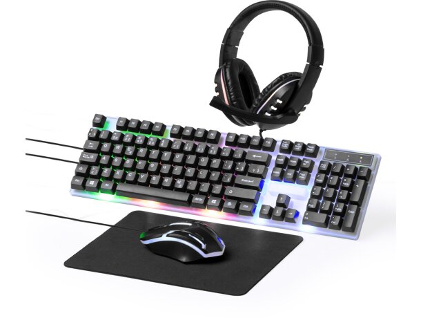 Set gamer Thrym con teclado ratón auriculares alfombrilla detalle 2