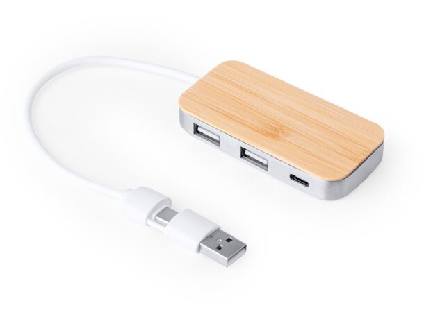 Puerto USB Zurk aluminio reciclado y bambú certificado GRS detalle 2