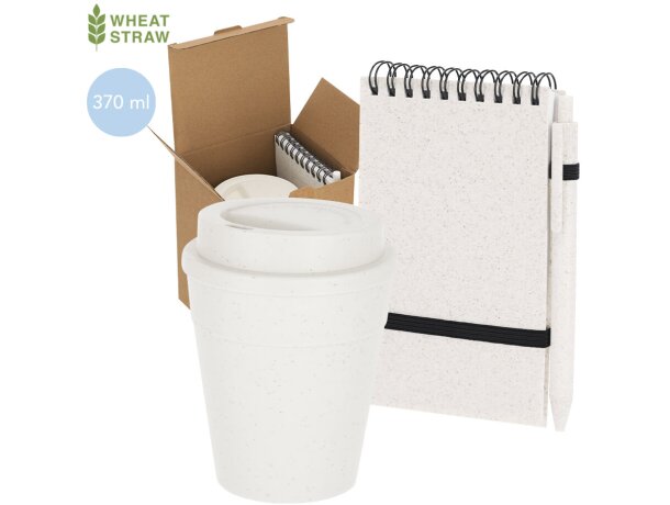 Set Cosmor vaso bloc y bolígrafo de caña de trigo detalle 1