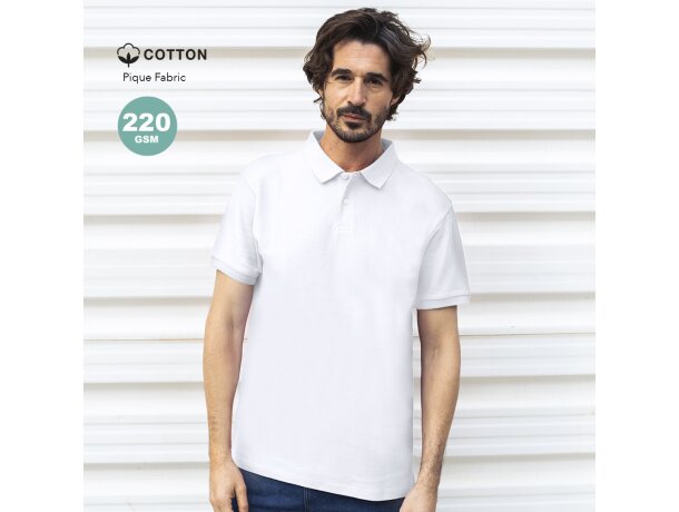 Polo adulto blanco Koupan detalle 1