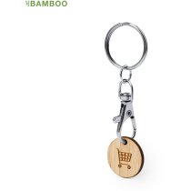 Llavero moneda carro con grabado carro compra y mosquetón giratorio