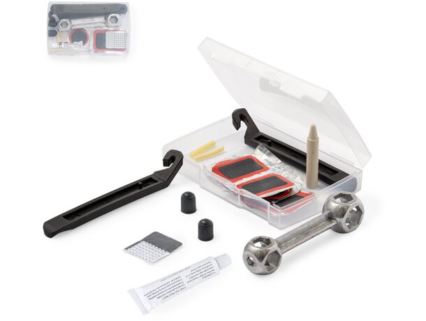Kit reparación bici Premoz con 15 accesorios en estuche detalle 1