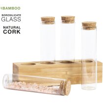 Set especiero personalizados bambú cristal tapón corcho